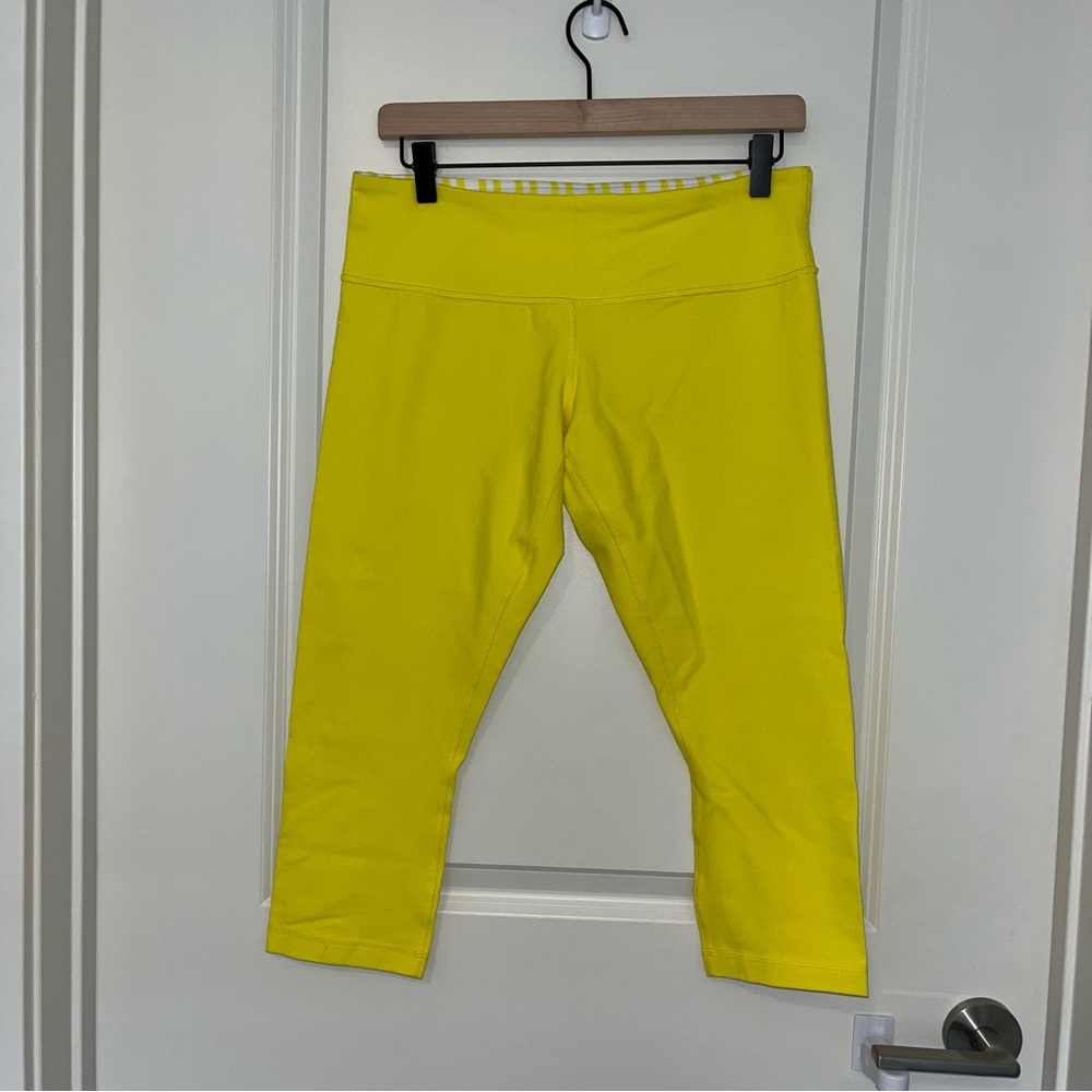 Lululemon Vintage Wunder Under Crop Highlighter Yellow Leggings